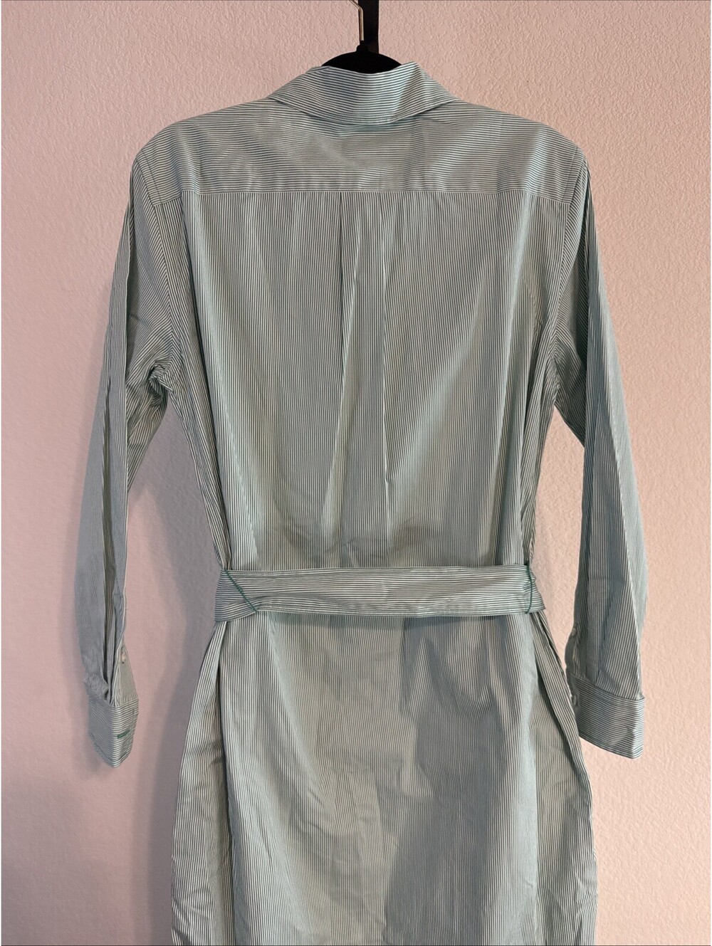 NWT Polo Ralph Lauren Green Striped Cotton Button Up Shirtdress w/ Belt Sz 8 - Picture 8 of 14